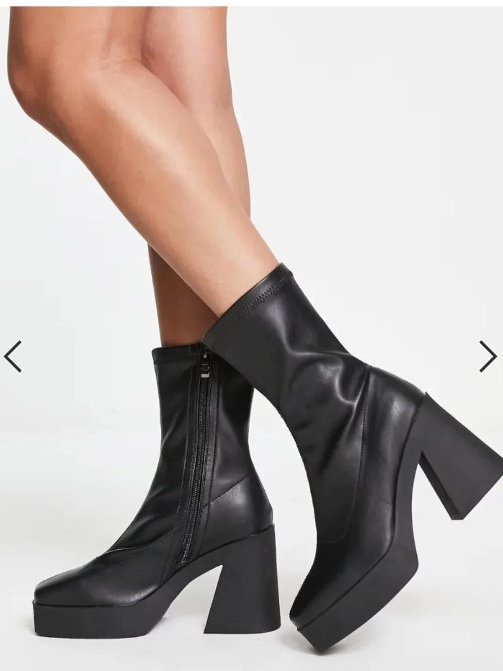 Public Desire Be mine high heeled sock boots in black stretch